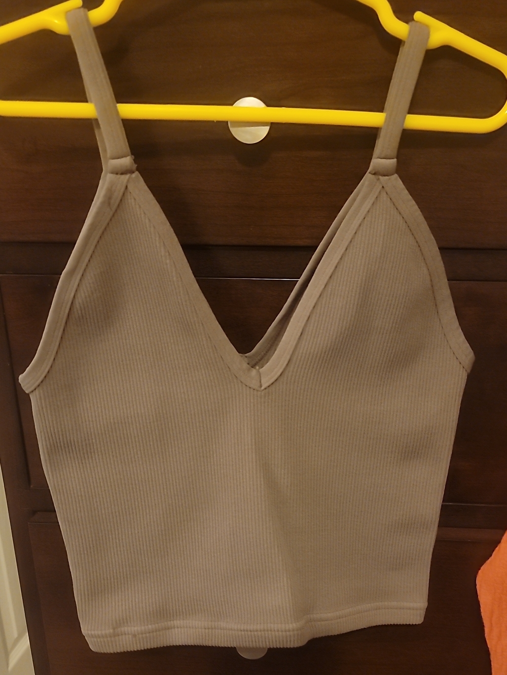 NWOT FP Movement by Free People The Class Ribbed V-Neck Crop Tank in Taupe